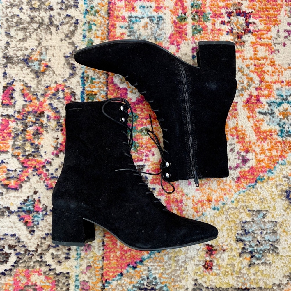 Vagabond Mya black suede lace up boots - EU 38